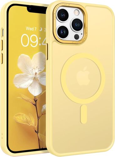 SJZG-Coque De Protection Pour Iphone 13 Pro Max, Compatible Avec Magsafe - Transparente - Matte Magnétique - Anti-Chocs Et Anti-Traces De Doigts - 6,7"" - Jaune