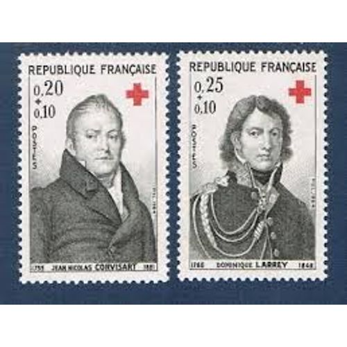 Au Profit De La Croix Rouge : Corvisart Et Larrey Médecins La Paire Année 1964 N° 1433 1434 Yvert Et Tellierr Luxe