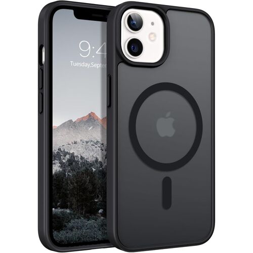 SJZG-Coque Pour Iphone 12 Mini/13 Mini Compatible Avec Magsafe, Magnétique Case Protection Antichoc Complète,Étui Translucide Anti Rayures Mince Housse Coque Pour Iphone 13 Mini/12Mini 5.4""-Noir