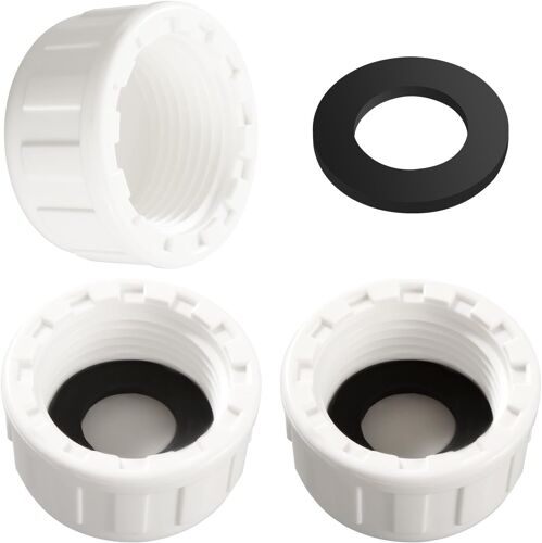 KALANKA-3 Pièces G3/4 Bouchon Fileté en PVC, Siphon Tuyau Bouchon d'obturation, Connecteur de Tuyau Rond Femelle en PVC, avec Rondelle en Caoutchouc, pour Sceller Les Joints Les Tuyaux Fin, Blanc