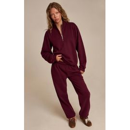 Jogging En Coton Polaire Rouge Vin, Rouge Vin