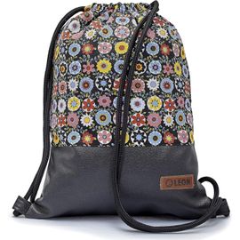 GERG-LEON by Bers Sac à Dos Cordon, excellentement cousu, poches intérieures zippées pour Homme, Femme et Adolescent - Sac à Cordonnet Premium à partir de Toile, Sac de Sport, design fleur colorée no