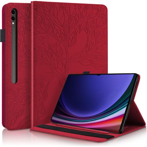 Coque Pour Samsung Galaxy Tab S10 Ultra/Tab S9 Ultra 14.6 Pouces Housse De Protection Avec Porte-Pencil Galaxy Tab S10 Ultra Étui À Rabat Avec Support Fonction Galaxy Tab S9 Ultra Rouge