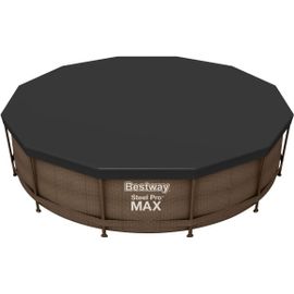 Bâche 4 saisons 370 cm pour piscine hors sol ronde diamètre 360 cm ou 366 cm, Noir