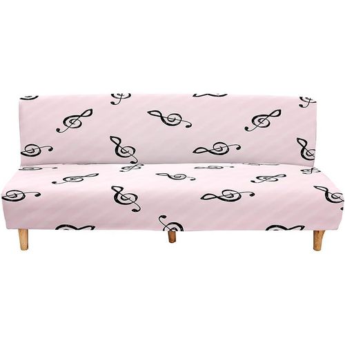 Housse De Clic Clac Élastique Canapé 3 Places, Housse De Canapé Sans Bras Extensible Antidérapant Universel Tout Couvert Canapé-Lit Pliant Protecteur (Note De Musique 3,160-190cm)
