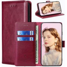 Coque Pour Samsung Galaxy S25 Plus, Étuis À Rabat Samsung Galaxy S25 Plus,Premium Pu Etui Housse En Cuir Portefeuille De Protection Magnétique Pour Samsung Galaxy S25 Plus,Rouge