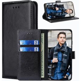 Coque Pour Samsung Galaxy S25 Plus, Étuis À Rabat Samsung Galaxy S25 Plus,Premium Pu Etui Housse En Cuir Portefeuille De Protection Magnétique Pour Samsung Galaxy S25 Plus,Noir