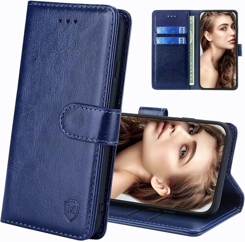 Étui à Rabat pour Xiaomi 12T/12T Pro - Coque Premium en Cuir PU avec Portefeuille, Protection Magnétique - Bleu