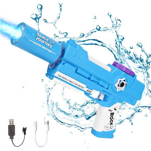 Pistolet À Eau Électrique Pour Enfants, Pistolet A Eau Electrique Puissant Avec Lumière, Facile À Remplir, Portée De 9m, Parfait Pour Plage, Piscine & Batailles D'eau