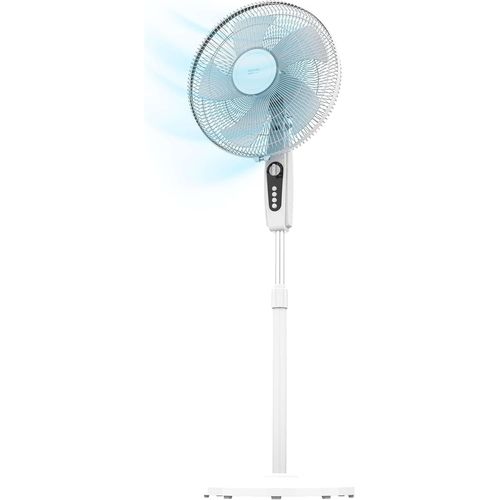 Ventilateur sur Pied EnergySilence 515 MaxFlow White - 45 W, Diamètre 30 cm, 5 Pales, 3 vitesses, Minuterie jusqu¿à 1 Heure, Oscillation Automatique et Hauteur Ajustable