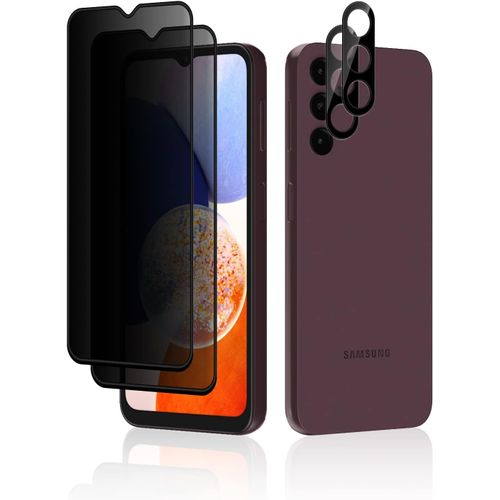 Protection D¿Écran Anti-Espion Verre Trempé Pour Samsung Galaxy A14 5g, [2+2pièce] Caméra Arrière Protecteur Anti-Espion Protecteurs D¿Objectif Dureté 9h Privacy Film Pour Samsung Galaxy A14 5g