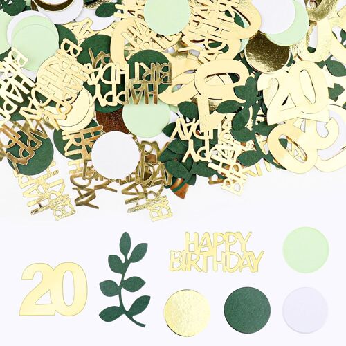 Lot 200 confettis d¿¿coratifs 20e anniversaire - Vert dor¿¿ - D¿¿coration table d'anniversaire 20 ans - D¿¿coration ¿¿ disperser 20e anniversaire - D¿¿coration d'anniversaire 20 ans GRSD202400