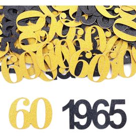 Lot de 100 confettis à paillettes pour 60 ans - 3,4 à 5,1 cm - Décoration à disperser pour 60 ans - Pour femme et homme - 1965 - Décoration de table - 60 ans