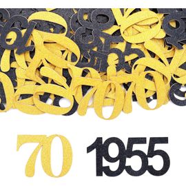 Confettis pailletés noir doré grand (décoration 70e anniversaire 1955)