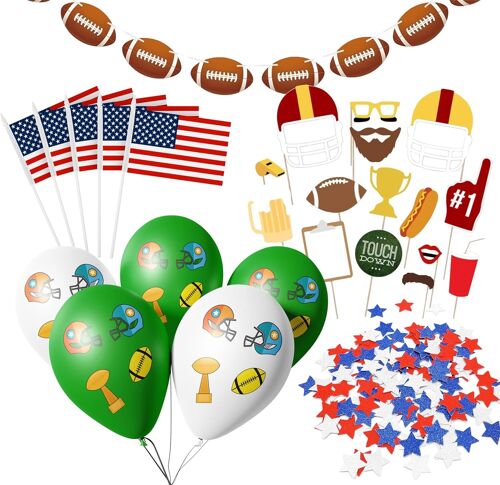 D¿¿Co Xxl Super Bowl Football Am¿¿Ricain Nfl Set De Plus De 100 Pi¿¿Ces, Ballons, Guirlande, Confettis