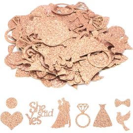 Confettis de mariage, 15 g or rose « She Said Yes » - Confettis à paillettes pour table de dîner, décoration de table de mariage, fête de fiançailles, Saint - Valentin - Y7HLZX