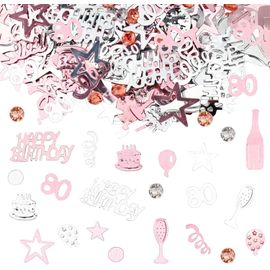 Confettis 80 ans pour femme - Décoration or rose - Confettis 80 ans - Décoration à disperser pour 80 ans - Décoration de table - 80 ans - Confettis d'anniversaire