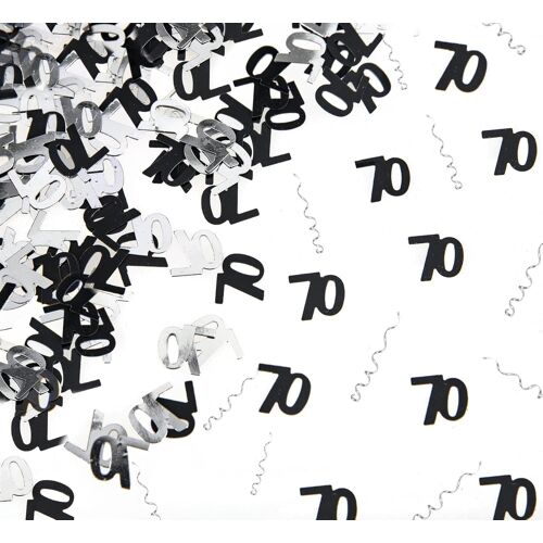 Confettis m¿¿talliques ¿¿ paillettes pour 70e anniversaire - 28 g - Noir et argent¿¿ - D¿¿corations de f¿ºte d'anniversaire - 12 mm