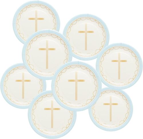 23cm Blue Botanical Cross Plates