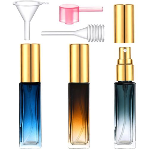 Lot De 3 Flacons De Parfum Rechargeables En Verre De 9 Ml Avec Atomiseur De Parfum À Brume Fine, Petit Pulvérisateur De Cologne Anti - Fuite Avec Outil 