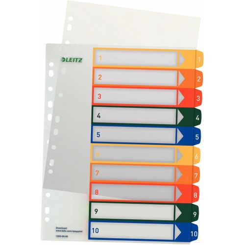 Lot De 4 Intercalaires En Polypropylène 1-10 Multicolore Format A4