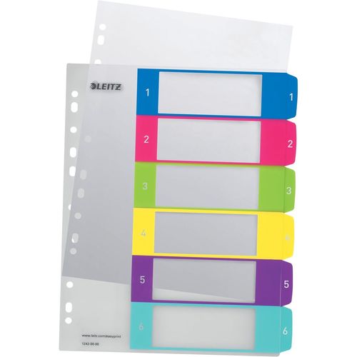 Intercalaires 1-6, Imprimable Sur Pc, A4, Extra-Large, Plastique Ultra-Résistant, Multicolore