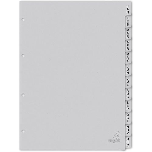 Lot De 12 Intercalaires En Carton Recyclé Gris Fsc 180 G/M² A4 Jan-Dec