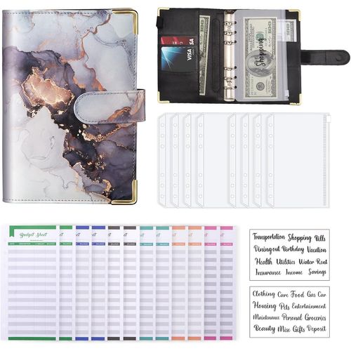 Classeur Budgétaire A6, Organiseur D'argent, Enveloppes De Trésorerie,Planificateur Budgétaire Avec 8 Enveloppes À Fermeture Éclair, 12 Feuilles De Budget Et 2 Étiquettes Autocollantes Pour Le Budget