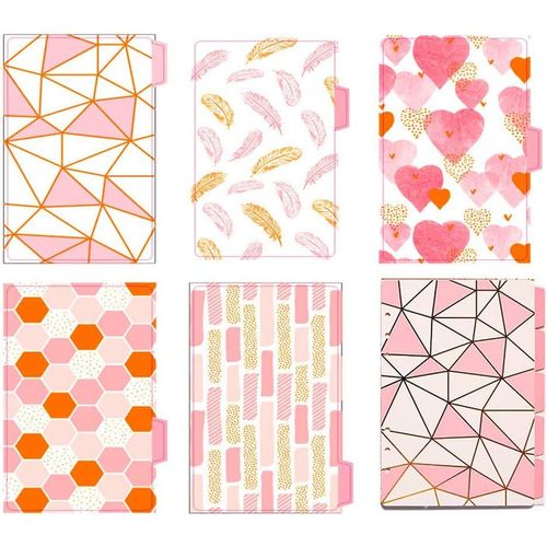 Gold Stamping A5 Intercalaire, 6 Trous, A5 Dividers, Pink Theme 10pcs