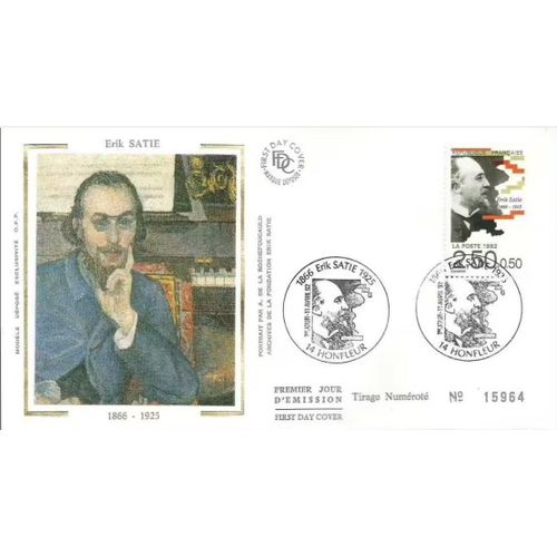 France 1992, Très Belle Enveloppe 1er Jour, Timbre Yvert 2748 - Erik Satie - Compositeur Français.
