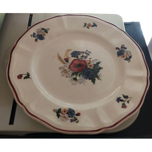 Assiette Plate Sarreguemines Motif Floral - Origine France