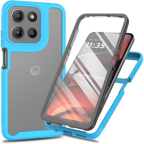 SJZG-Coque Pour Motorola Moto G86, Coque Antichoc À 360 Degrés Avec Protecteur D'Écran Intégré, [Full Body Protection Case] Intégrale Étui Housse Transparent - Bleu Clair