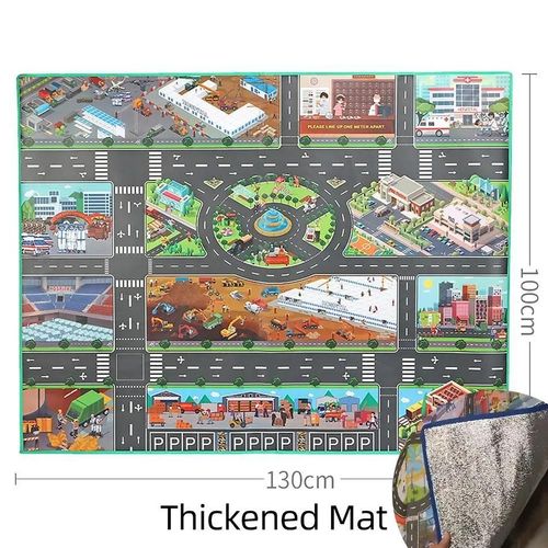 Carte de jeu pour bébé, tapis de jeu éducatif pour enfant, grande carte de ville, tapis de jeu Non tissé et imperméable, amusant pour garçons, jouets pour enfants, voitures jouets à tirer-One Size-EN43D0