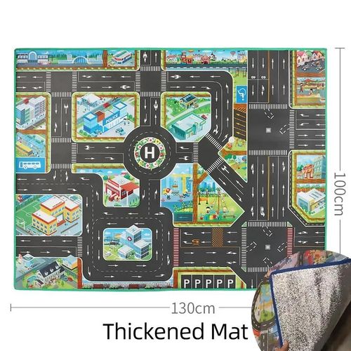 Carte de jeu pour bébé, tapis de jeu éducatif pour enfant, grande carte de ville, tapis de jeu Non tissé et imperméable, amusant pour garçons, jouets pour enfants, voitures jouets à tirer-One Size-EN43C0