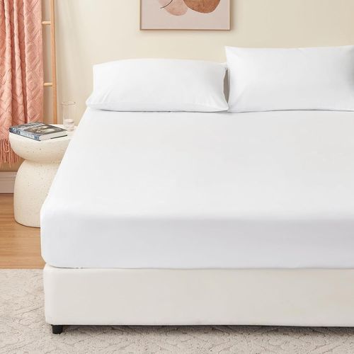 Ershi-Drap Housse 140x190 Blanc - Drap Housse 140 X 190 Bonnet 30cm Matelas En Microfibre 2 Personnes, Très Doux Et Respirant Avec[3