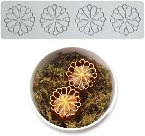 SJZG-Tapis De Dentelle Moussante En Silicone, Moule D'Impression De Processus De Sucre Décoration De Cuisson Moléculaire De Gâteau Comestible, 4 Trous De Fleurs