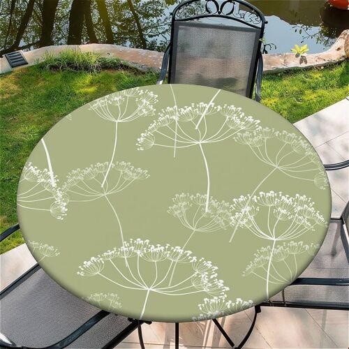 Sjzg-Nappe Ronde D'extérieur Avec Élastique 36in¿90cm¿- Nappe De Jardin Élastique Motif Fleurs Sauvages Printanières Convient Aux Tables De 75 À 85 Cm De Large