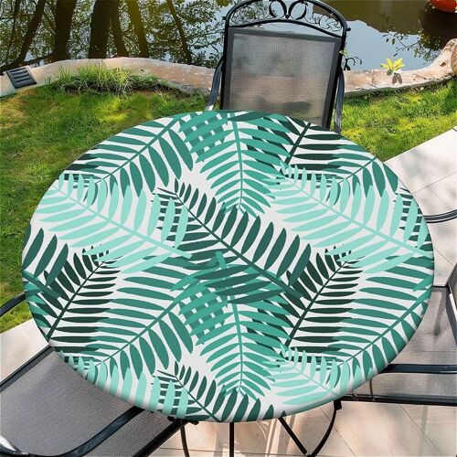 Sjzg-Nappe Ronde D'extérieur Avec Élastique 60in(150cm)- Nappe De Jardin Élastique Motif Ambiance Estivale Convient Aux Tables De 135 À 145 Cm De Large