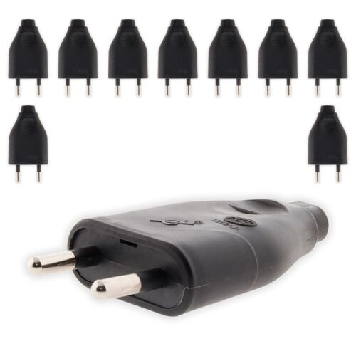 Lot de 10 - Fiche mâle 2P 6A - Noir - Zenitech