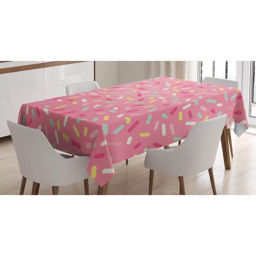 Sjzg-Rose Et Blanc Nappe, Donut Arrose, Linge De Table Rectangulaire Pour Salle À Manger Décor De Cuisine, 140 Cm X 240 Cm, Rose Multicolore