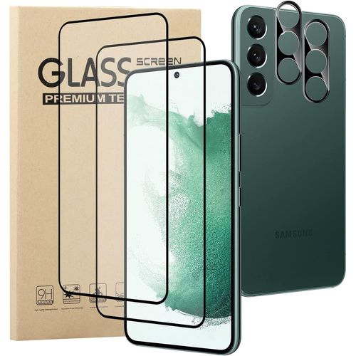 Sjzg-[2+2 Pièces Protection Ecran Pour Samsung Galaxy S23 5g, 2 Pièces Protection Écran + 2 Pièces Caméra Arrière Protecteur, Hd Anti-Rayures Film De Protection D'écran