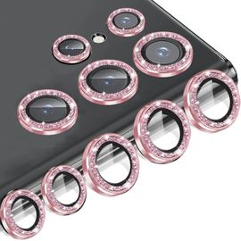 Sjzg-Caméra Arrière Protecteur Compatible Avec Samsung Galaxy S23 Ultra, Samsung Galaxy S23 Ultra Verre Trempé Caméra, Bling Poudre Diamant, Brillant, Élégant, Facile À Installer - Pink