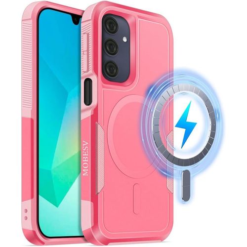 Sjzg-Coque Magnétique Pour Samsung Galaxy A16 5g 6,7 Pouces, Étui Compatible Avec Magsafe, Housse De Téléphone Antichoc Mat Satiné (Rose Vif)