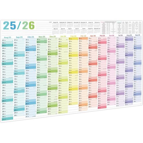 Calendrier Mural 2025 2026, Calendrier Mural Xxl (97 X 70 Cm) En Format Poster, Planificateur Annuel En Format Paysage, Plié, Calendrier Mural 2025-2026, Calendrier Annuel, 1 Pièce