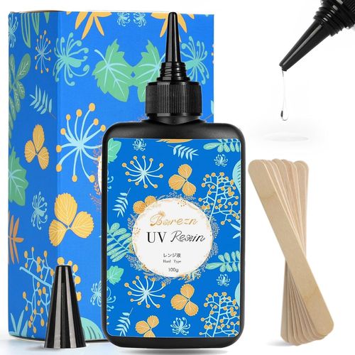 100g Résine Uv En Vrac, Resine Epoxy Uv 8 Bâtons D'agitation, Resine Uv Pour Bijoux Faible Viscosité & Durcissement Rapide, De Moulage Et De Revêtement, De Bricolage
