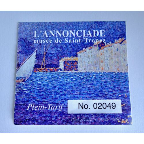 Ancien Billet D'Entrée Périmé, Ticket D'Entrée Périmé Musée De L' Annonciade. Saint-Tropez. Var. Tableau De Paul Signac L'Orage 1896. Verso Blanc.