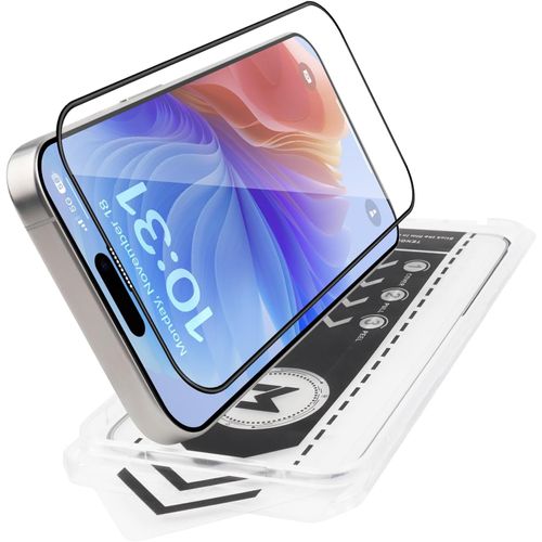 Protection d'écran en verre [1 paquet] pour iPhone 14 Pro Max 6,7"" [protection d'objectif d'appareil photo] [installation facile] Film d'écran HD mat trempé avec cadre couverture complète