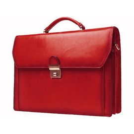 Cartable Katana refente de cuir de vachette 2 soufflets K 63025 - Rouge