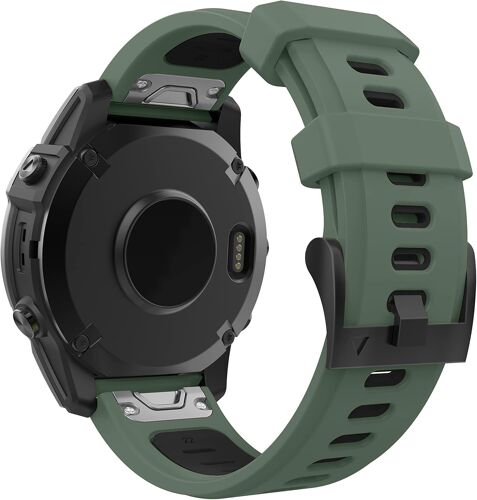 Loranka-Bracelet Compatible Avec Garmin Fenix 7/7 Pro/6/6 Pro/5/5 Plus/Forerunner 965/955/945/Instinct/Instinct 2, Quick Fit 22mm Bracelet De Remplacement En Silicone Souple Bicolore, Vert Armée/Noir