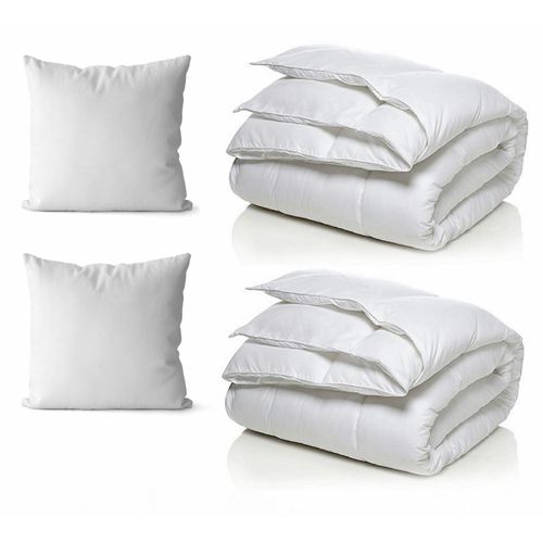 Blue Moon Pack Twin 2 Couettes 140x200cm + 2 Oreillers 60x60cm 550gm² Confort Hypoallergénique Fabriqué En Belgique